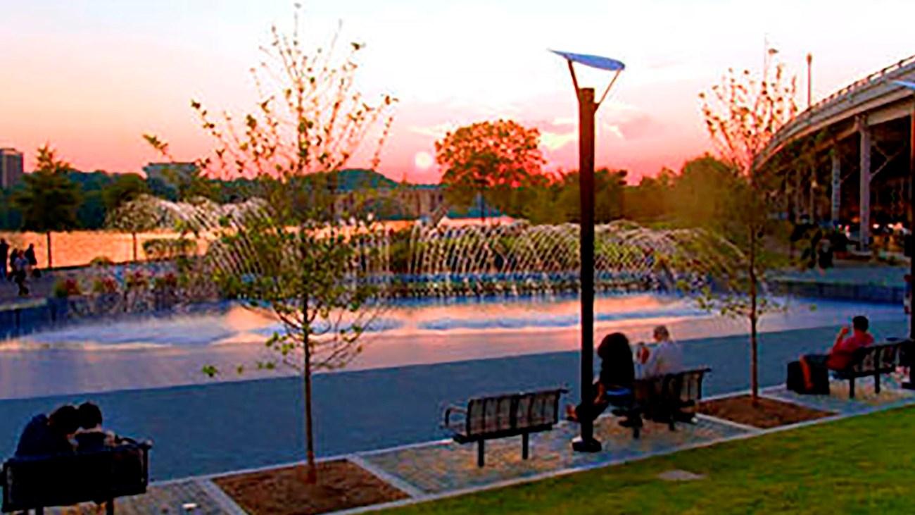 Georgetown Waterfront Park at sunset
