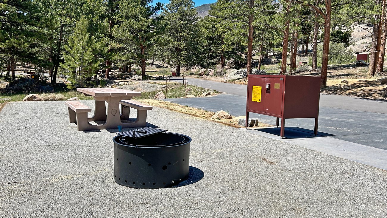 Example of a raised fire ring in a drive-in campground