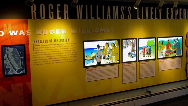 close up image of the colorful wall exhibits