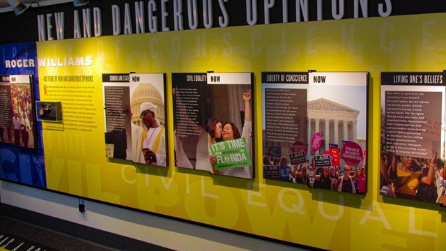 close up image of the colorful wall exhibits