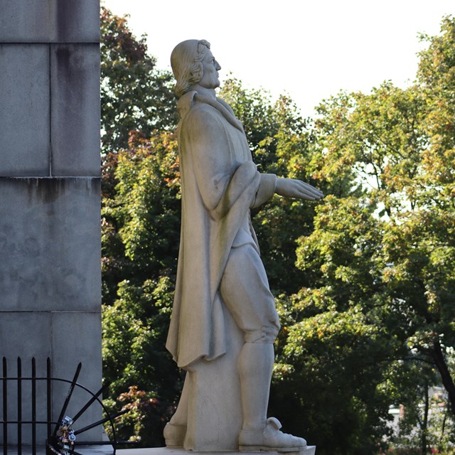Picture of statue representing Roger Williams and Prospect Park