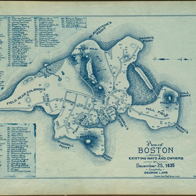 Map of Boston in 1635