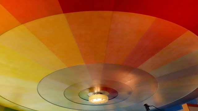 A rainbow color wheel ceiling mural/
