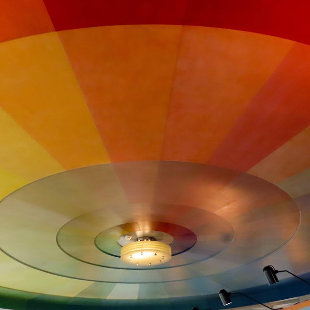 A rainbow color wheel ceiling mural/
