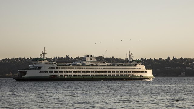 Washington State Ferry traveling through the water