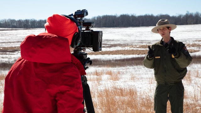 Winter program filming in Big Meadows