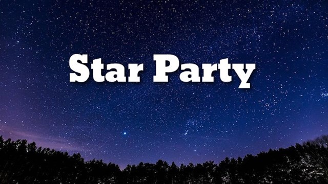 Image of the night sky with the words Star Party written across. 