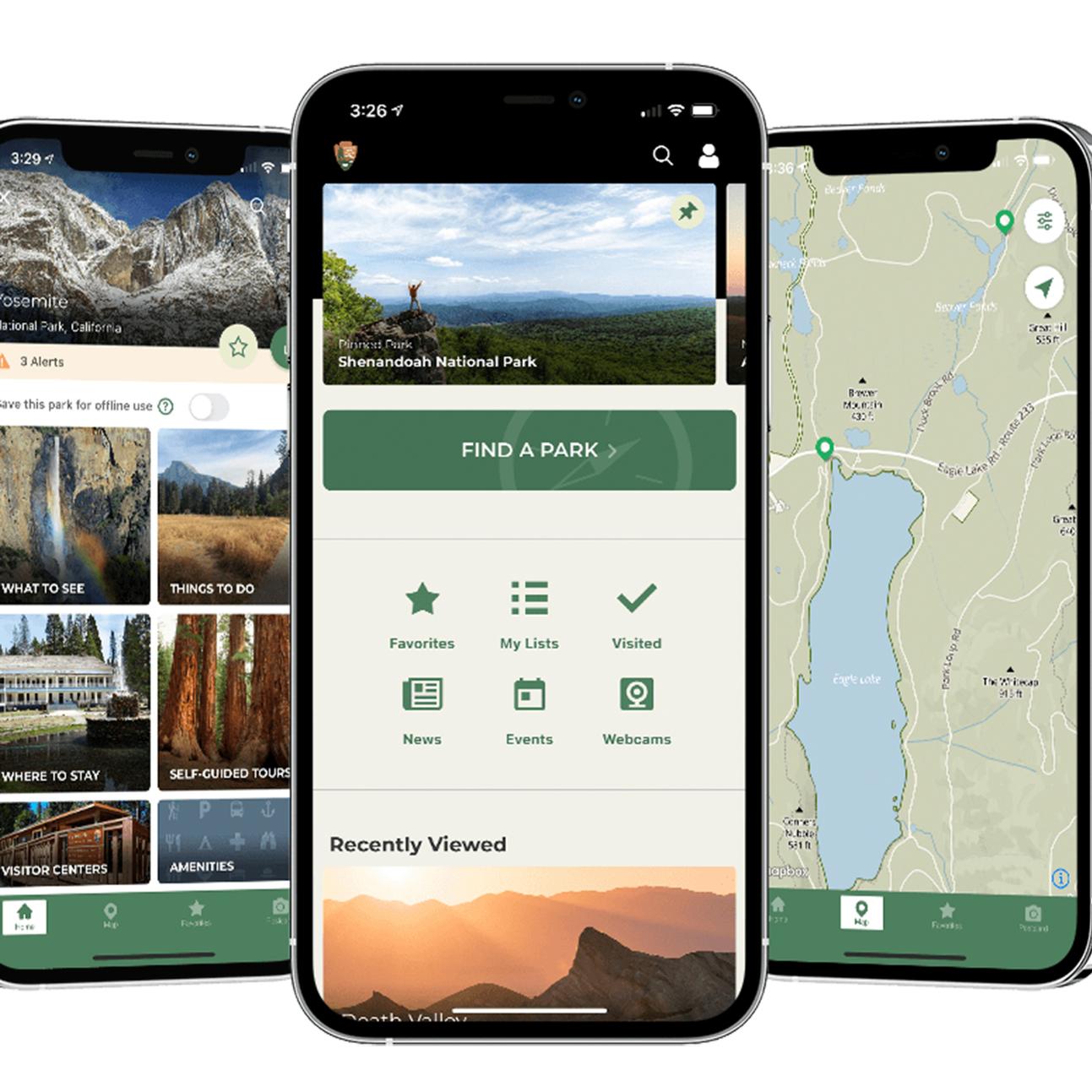 Screenshot of NPS app