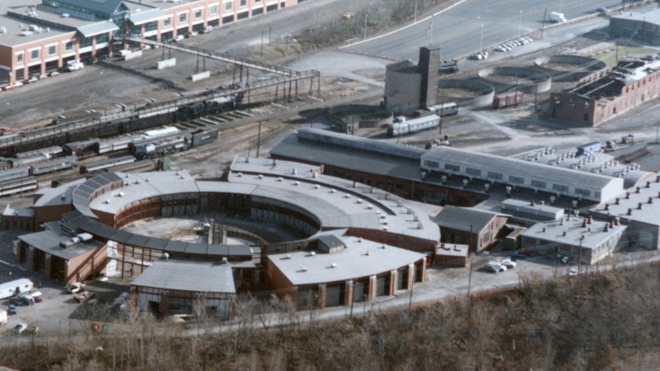 Areial photo of Steamtown core complex buildings 