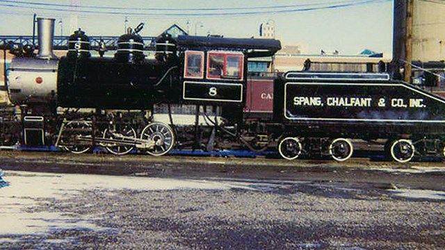 "Cutaway" locomotive being moved