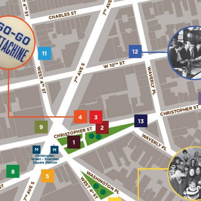 A map of Stonewall National Monument with markers highlighting different historic sites