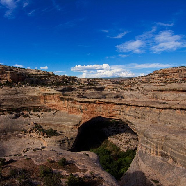 view of Sipapu Bridge natural bridge from side