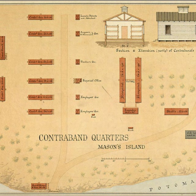 A map of buildings on the island.
