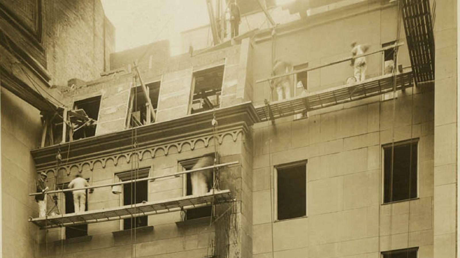 Image of construction on the facade of 28 E. 20th St. 
