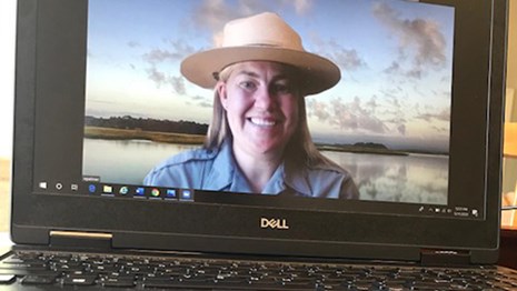 a park ranger on a computer screen 