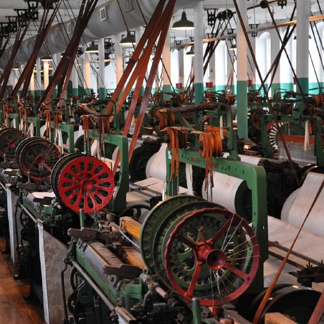 Image of 19th century factory machines. NPS photo. 