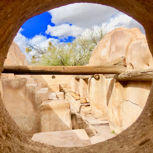 view of storeroom through keyhole
