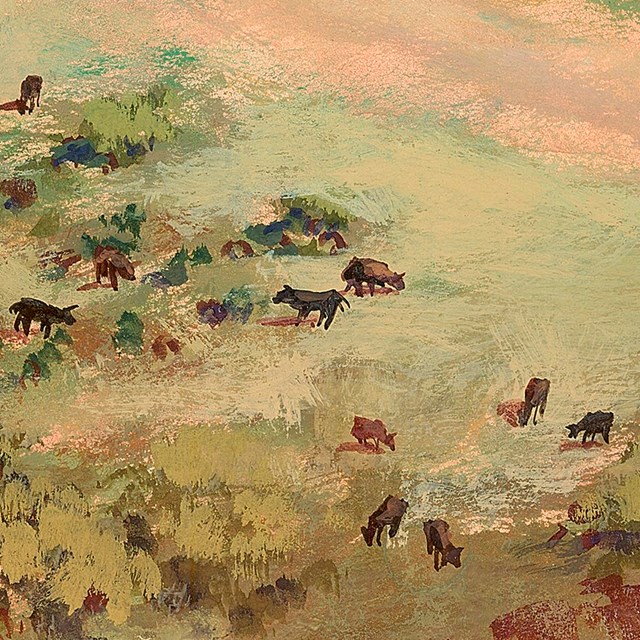 illustration of cows dotting the landscape