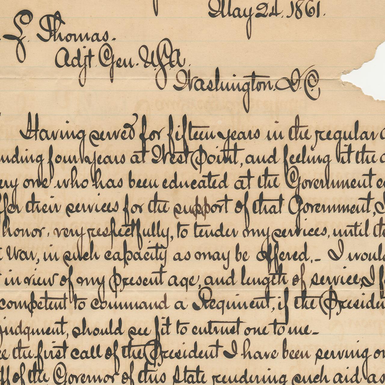 Letter from Ulysses S Grant to Adj. Gen. Lorenzo Thomas