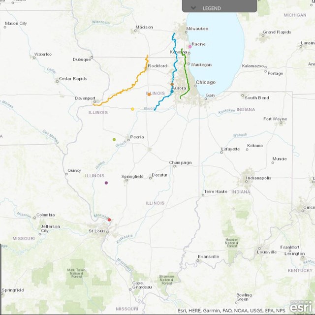 A map showing possible routes taken to freedom.