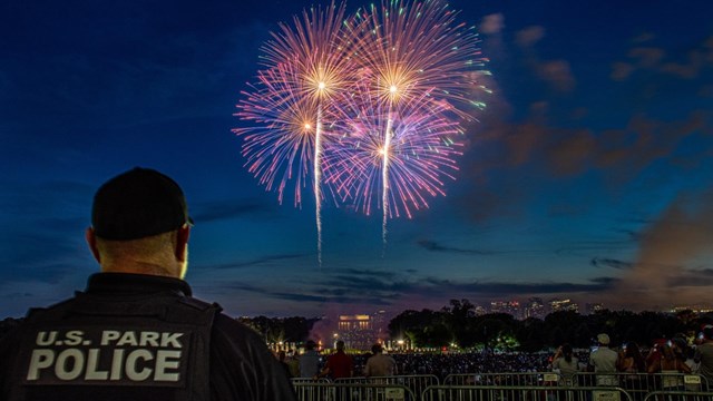 U.S. Park Police officer at a fireworks event