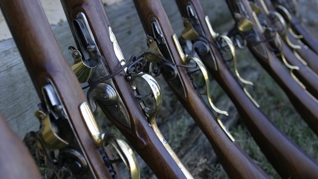 A row of 18th Century muskets.