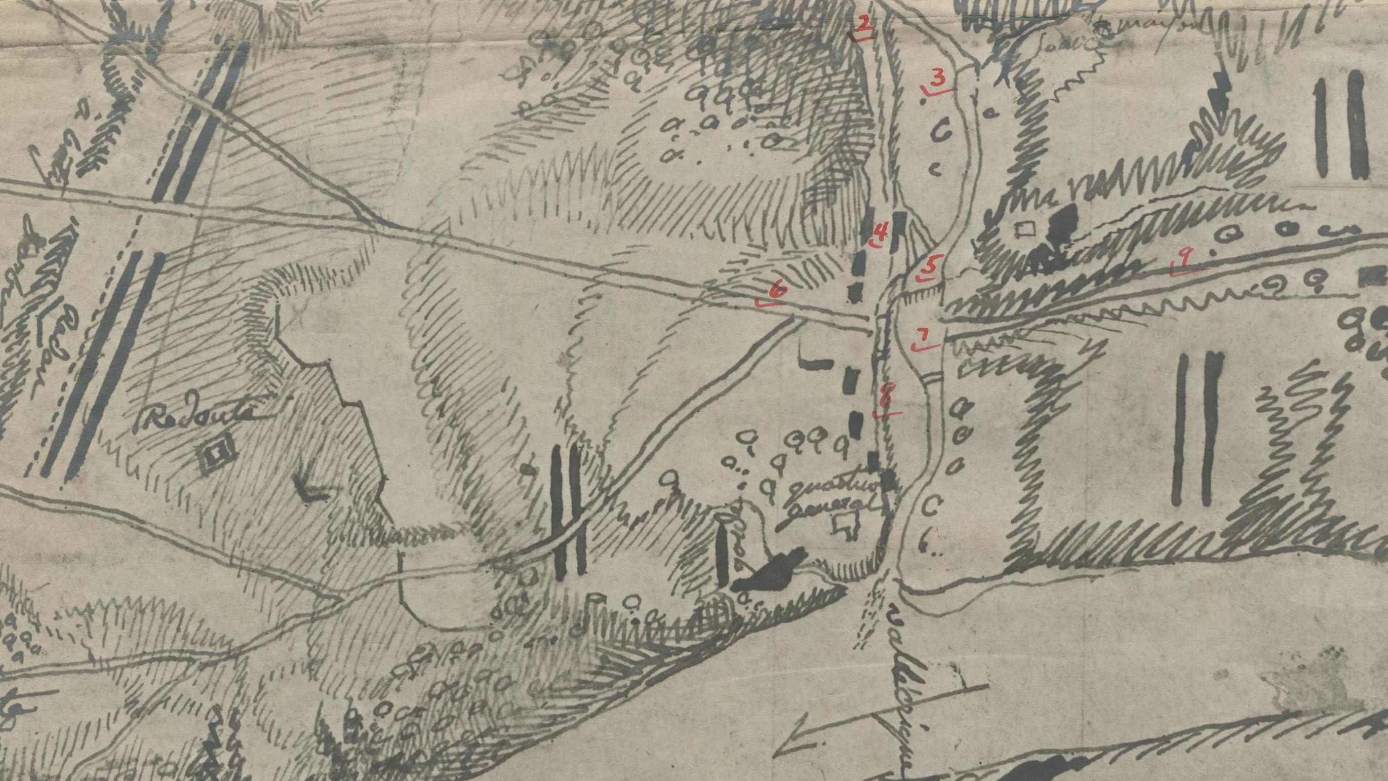 photo of historic hand drawn map of valley forge