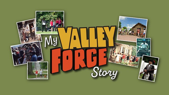 snapshots of park rangers with visitors and pets surround large postcard-like text