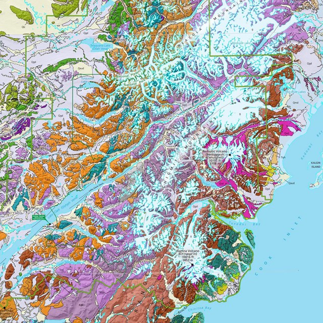 A section of the park's geologic map