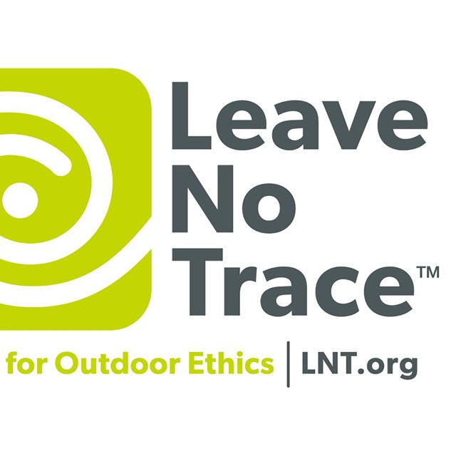 The Leave No Trace logo displays a series of white semi-circles against a lime green background.