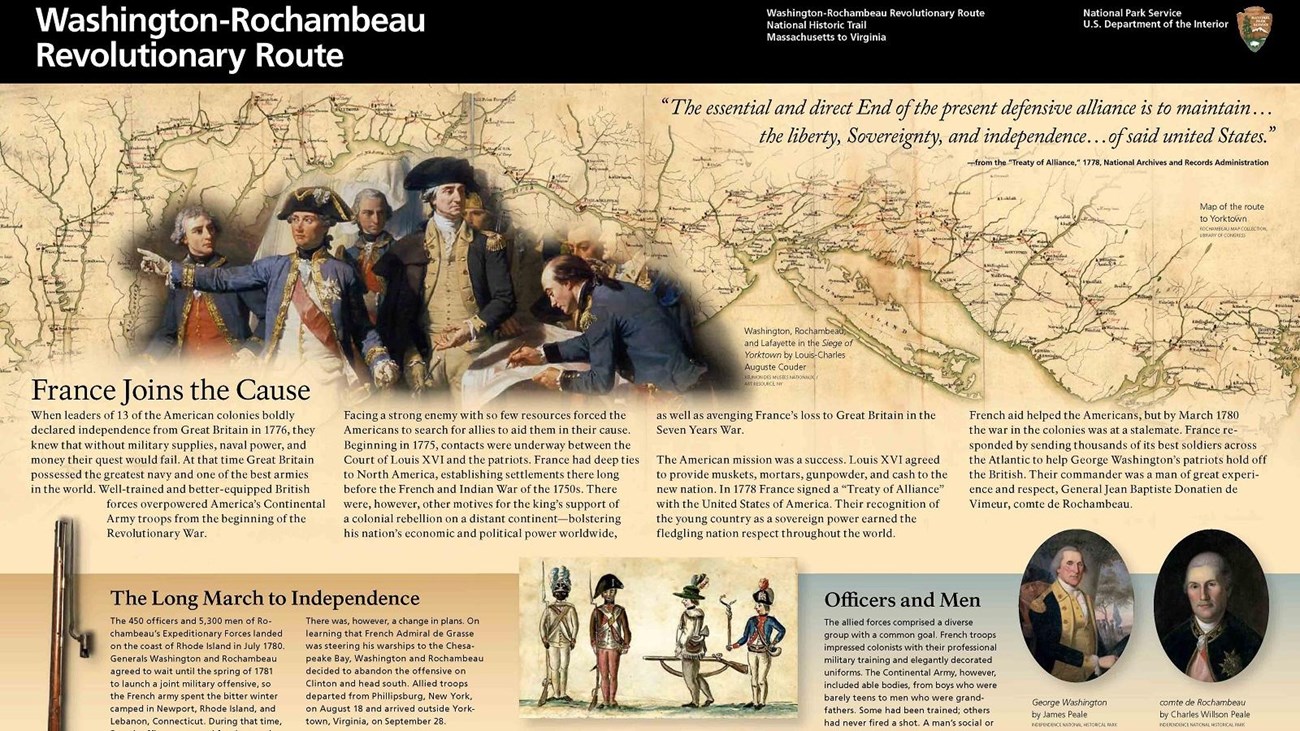 WARO Unigrid front page shows background map, portrait of both Washington and Rochambeau, with text 