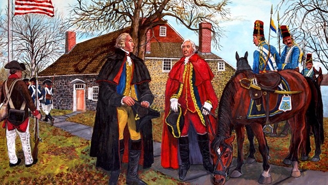 WARO Unigrid front page shows background map, portrait of both Washington and Rochambeau, with text