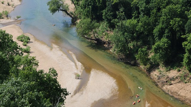 Paddlers make their way down the Buffalo National River.