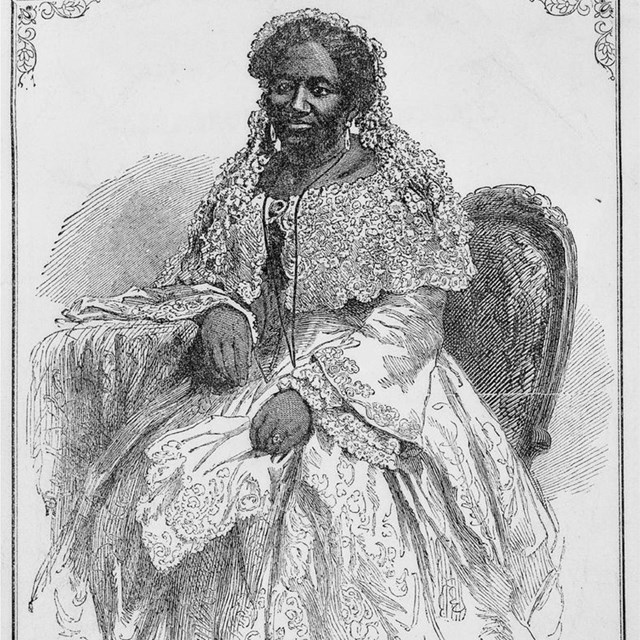 Illustration of African American woman in gown