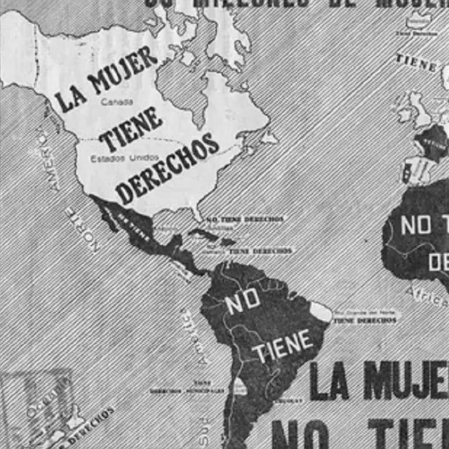 Spanish-language map illustrating places where women had voting rights in 1929.