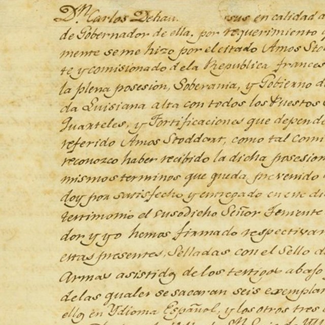 Detail of one of the Louisiana Purchase Transfer Documents. Missouri Library Collection.