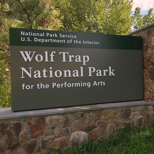 Wolf Trap National Park for the Performing Arts sign.