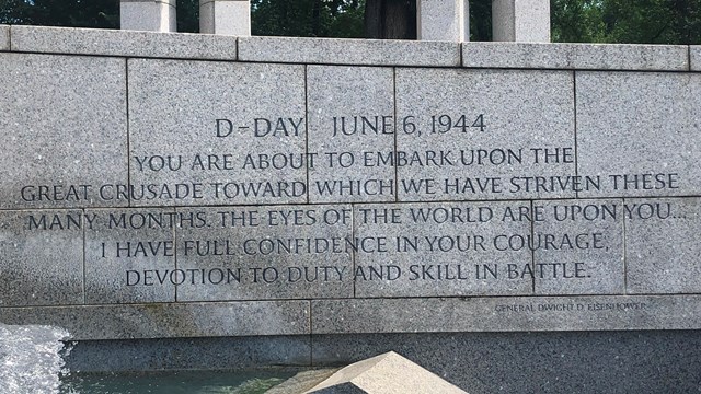 Engraved inscription on the World War II Memorial.
