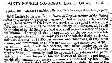 Text of the act that created the National Park Service.