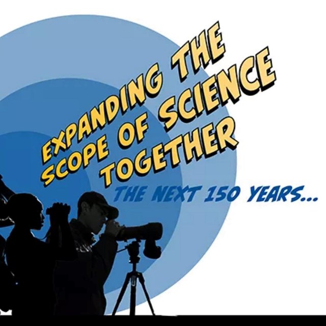 a logo showing people looking through scopes near text: Expanding the Scope of Science Together