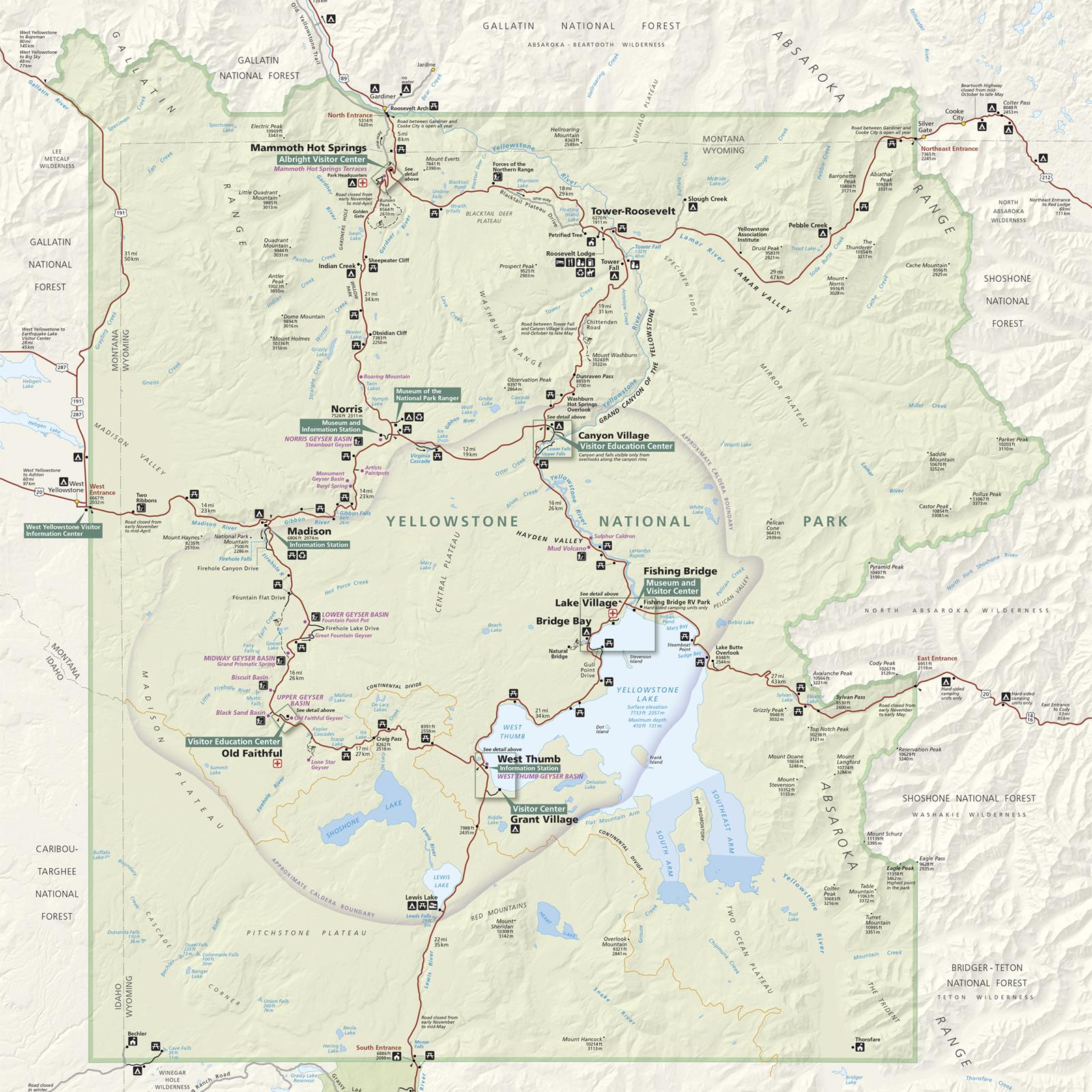 A map of Yellowstone