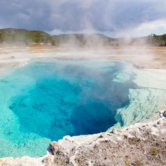 A blue hot spring