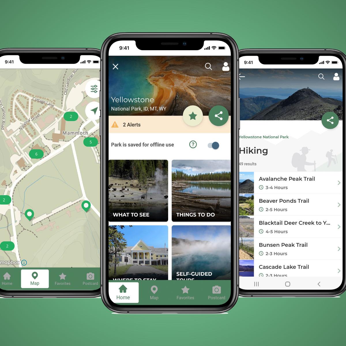Smart phones showing NPS app home screen