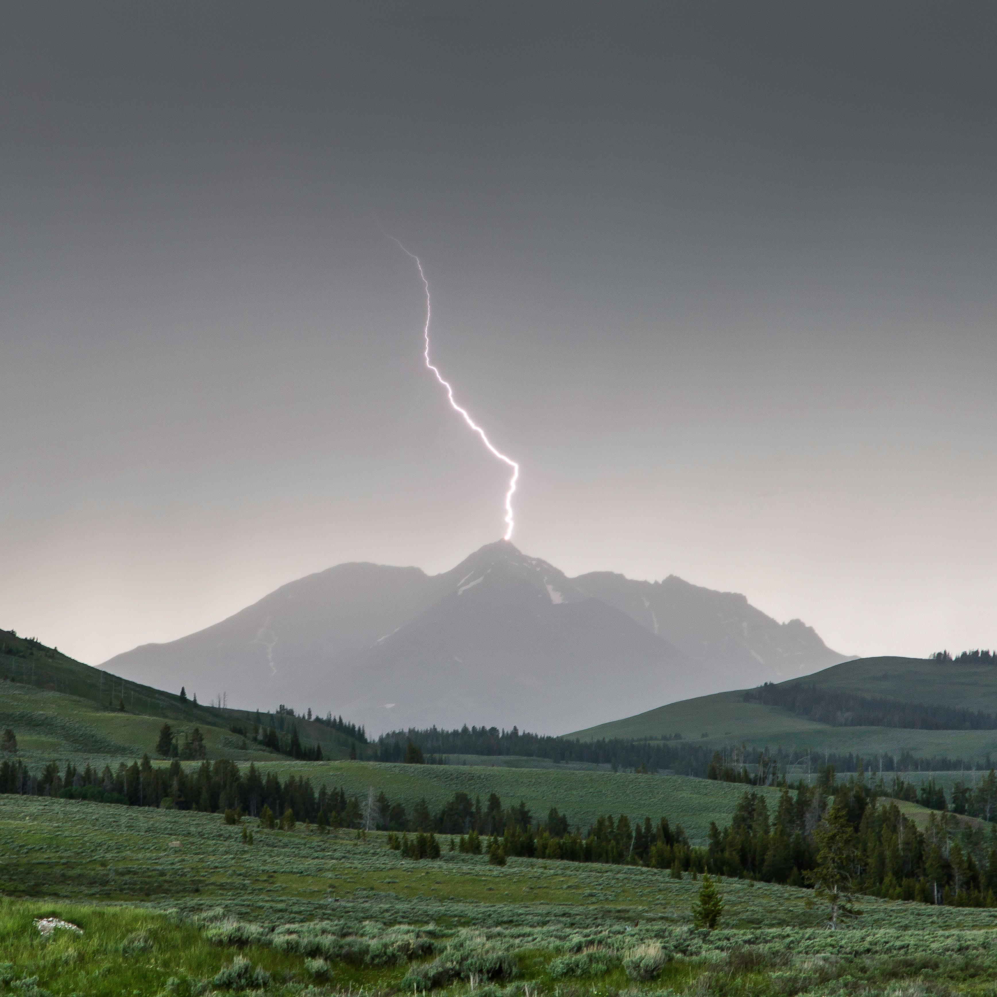Lightning strike in a stormy sky