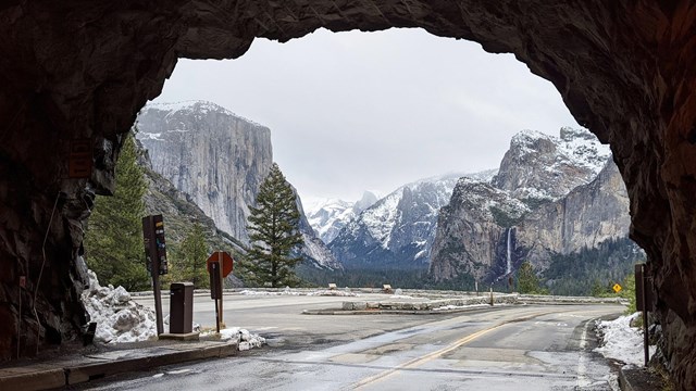 View of Tunnel View as you exit the Wawona Tunnel