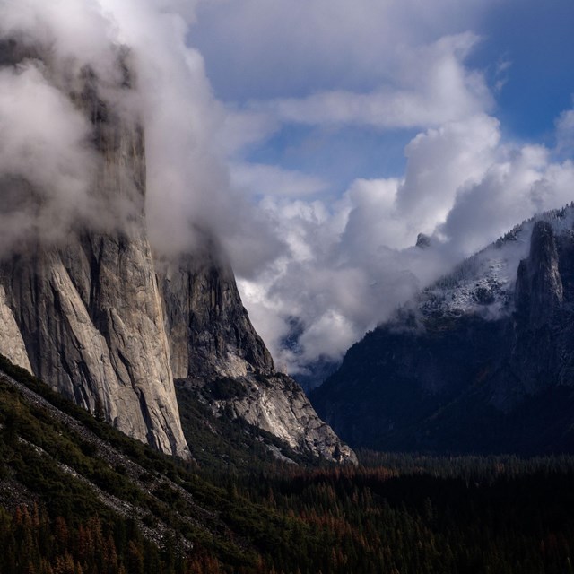 Current conditions in Yosemite such as  roads, trails, campgrounds, fire, rivers and waterfalls, etc