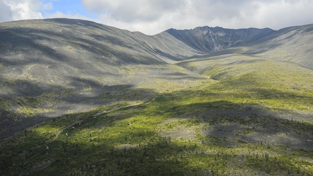 Aerial view of Cut Mountain, the highest mountain in the preserve