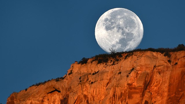 Moonrise over the West Temple