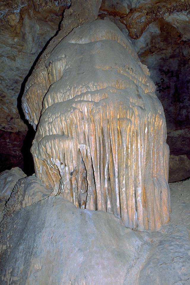 Columnar limestone formation in a cave