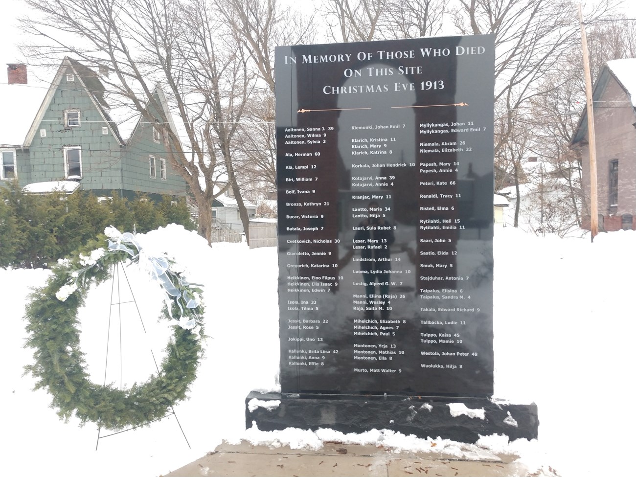 A stone memorial marker 